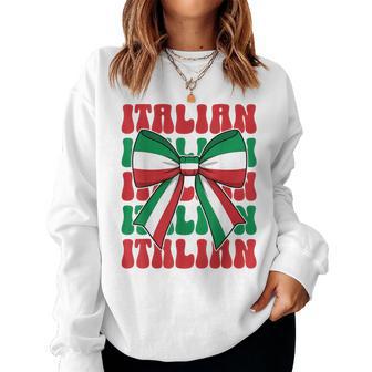 Italian Girl Coquette Bow Italy Flag Cute Italia Italian Women Sweatshirt - Thegiftio UK
