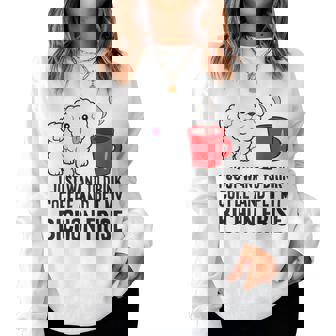 I Just Want To Drink Coffee And Pet My Bichon Frise Women Sweatshirt - Thegiftio