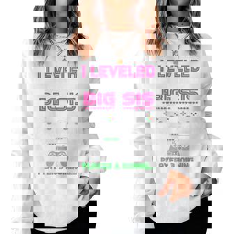 Leveled Up To Big Sister Again 2025 Promoted To Big Sister Women Sweatshirt - Thegiftio