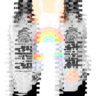 Lgbtq Love Is Love Gay Pride Lgbt Ally Rainbow Flagintage レディーススウェットシャツ - Kawaiitshirt