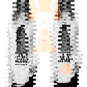 Loc'd Hair Black Woman Leopard Melanin Girl It's My Birthday Women Sweatshirt - Thegiftio