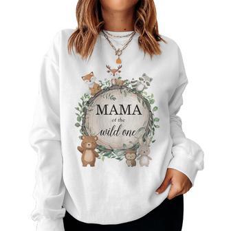 Mama Of The Wild One Woodland Forest Animals 1St Birthday Women Sweatshirt - Thegiftio UK