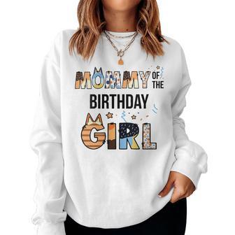 Mommy Of The Birthday Girl Party Blue Dog Lover Matching Women Sweatshirt - Thegiftio