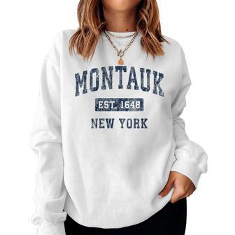 Montauk New York Ny Vintage Established Sports Women Sweatshirt - Thegiftio UK
