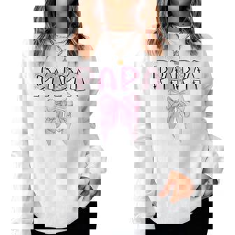 Papa Birthday Girl Matching Coquette Pink Bow Women Sweatshirt | Seseable UK