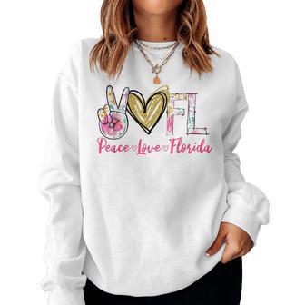 Peace Love Florida Floral Vintage Florida Pride State Women Sweatshirt - Thegiftio