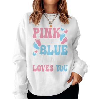 Pink Or Blue Mommy Loves You Cute Gender Reveal Mom Women Women Sweatshirt - Thegiftio