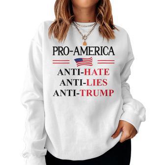 Pro America Anti Trump Hate Lies Resist Sign Anti Trump Flag Women Sweatshirt - Thegiftio