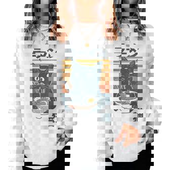 Retro Cat Eating Ramen Noodles Anime Girls Boys Women Women Sweatshirt | Seseable FR