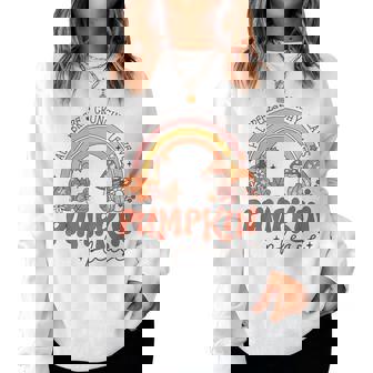 Retro Fall Pumpkin Please Rainbow Autumn Aesthetic Women Sweatshirt | Mazezy