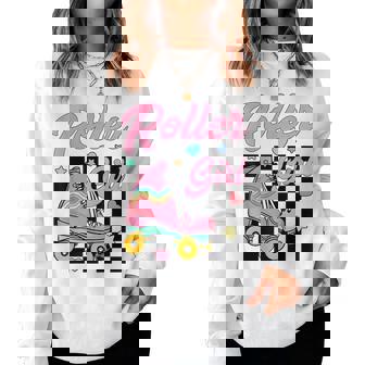 Roller Girl Retro Groovy Matching Roller Skating Skater Women Sweatshirt - Monsterry