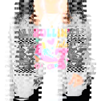 Rolling Into 7 Years Old Roller Skating Girl 7Th Birthday Women Sweatshirt | Seseable UK