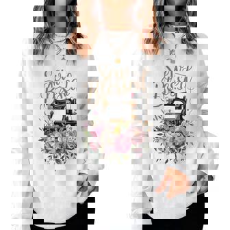 Sew Blessed Vintage Sewing Machine Floral Quilting Women Sweatshirt - Thegiftio