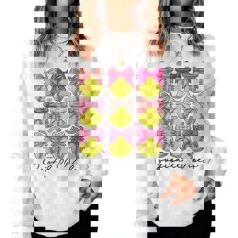 Softball Vibes Softball Coquette Bow Game Day Girls Women Women Sweatshirt | Mazezy