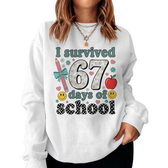 I Survived 67 Days Of School 67 Meme Female Teacher Matching Women Sweatshirt - Thegiftio UK