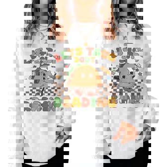 Lets Taco Bout Reading Back To School Science Teacher Groovy Women Sweatshirt - Thegiftio