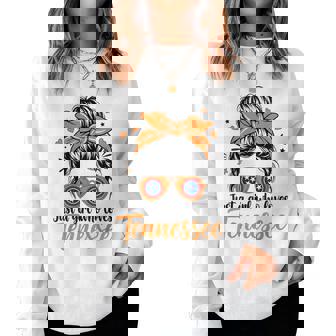 Tennessee Cowgirl Messy Bun Tn Orange Southern Roots Women’S Women Sweatshirt | Seseable CA