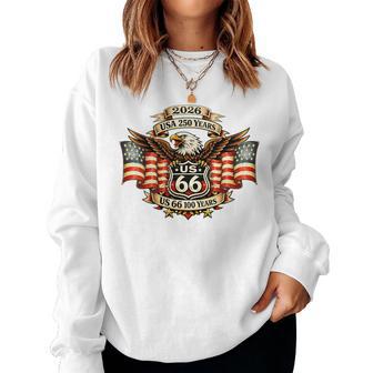Usa 250 Us Highway 66 Mother Road Anniversary Eagle Tattoo Tri-Blend Women Sweatshirt - Seseable