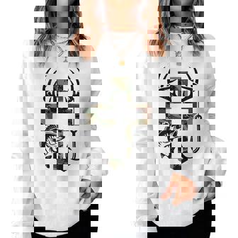 Youth Camo Faith Hunting Fishing Cross Hook Christian Jesus Women Sweatshirt | Seseable FR