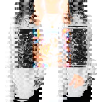 かわいい ダックスフンド 犬 ピザ 面白い 男の子 女の子 コスチューム 大人 ミーム レディーススウェットシャツ - Kawaiitshirt