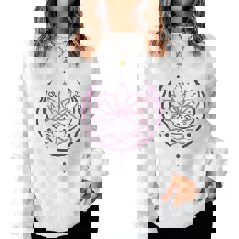 月と無限のシンボルの蓮 ヨガと禅 蓮の花 レディーススウェットシャツ - Kawaiitshirt