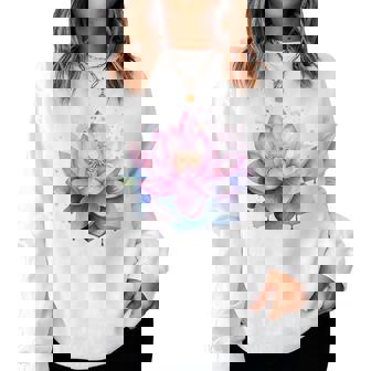 蓮の花 ユリパッド、自然、花、ビューティーアート レディーススウェットシャツ - Kawaiitshirt