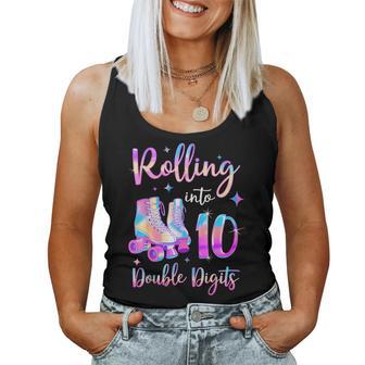 10 Years Old Birthday Girl Rolling Into 10Th Double Digits Women Tank Top - Thegiftio UK