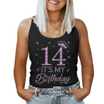 14 It's My Birthday Pink Crown Happy 14Th Birthday Girl Women Tank Top - Thegiftio UK