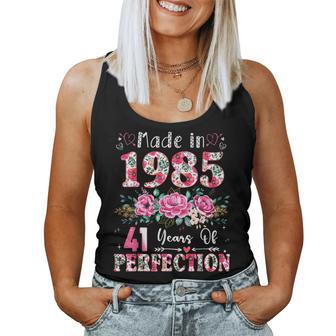 41 Year Old Made In 1985 Floral 41Th Birthday Women Women Tank Top - Thegiftio UK