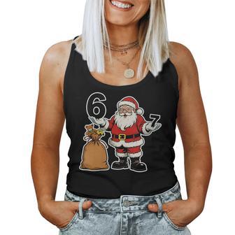 67 Christmas Six Seven Meme Brainrot Santa Claus 6-7 Women Tank Top - Thegiftio UK