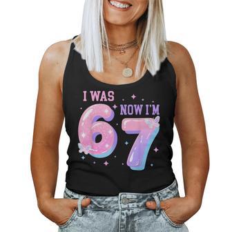 7 Year Old Birthday I Was 6 Now I'm 7 67 Groovy 7Th Birthday Women Tank Top | Mazezy