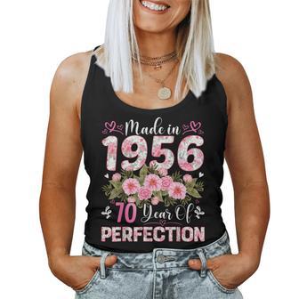 70 Year Old Made In 1956 Floral 70Th Birthday Women Women Tank Top - Thegiftio