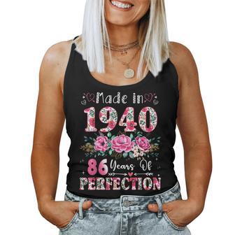 86 Year Old Made In 1940 Floral 86Th Birthday Women Women Tank Top | Mazezy