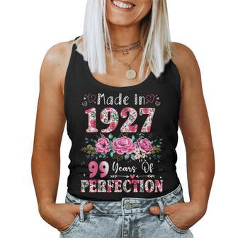 99 Year Old Made In 1927 Floral 99Th Birthday Women Women Tank Top - Thegiftio UK