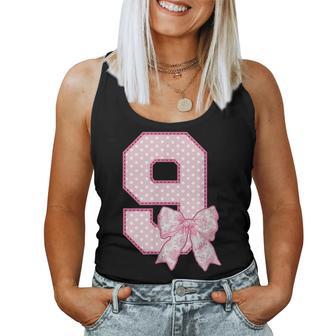 9Th Birthday For Girls Coquette Bow Nine 9 Year Old Women Tank Top | Seseable FR