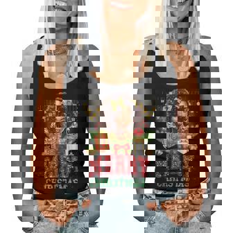 African American Black Proud Merry Christmas Afro Bun Women Tank Top | Mazezy