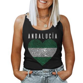 Andalucía Bandera Andaluza Corazón Andaluz Huella Digital Cuello Camiseta sin mangas para mujer - Regaloses