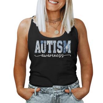 In April We Wear Blue For Autism Coquette Patchwork Women Women Tank Top | Seseable FR