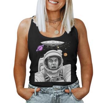 Astronaut Shocked By Ufo – Space Adventure Idea Women Tank Top - Thegiftio UK