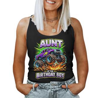 Aunt Of The Birthday Boy Monster Truck Birthday Party Women Tank Top - Thegiftio UK