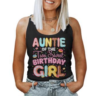 Auntie Of The Two Sweet Birthday Girl Donut 2Nd Birthday Women Tank Top | Seseable UK