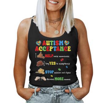 Autism Awareness Acceptance Hand Sign Language Sped Teacher Women Tank Top | Mazezy