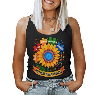 Autism Awareness Sunflower Respect Love Support Blue Autism Women Tank Top - Thegiftio UK