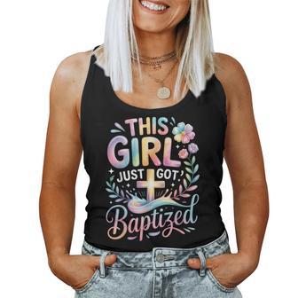 Baptism This Girl Just Got Baptized Christian Cross Pastel Women Tank Top - Thegiftio UK