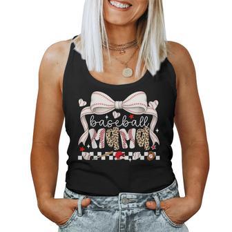 Baseball Mama Game Day Leopard Bow Cute Sports Mother Season Women Tank Top | Mazezy