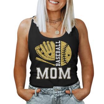 Baseball Mom Game Day Baseball Season Mama Girl Gold Women Tank Top - Monsterry