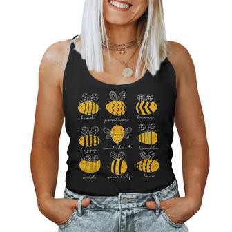 Bee Kind Positive Brave Happy Confident Humble Teacher Women Tank Top - Thegiftio UK