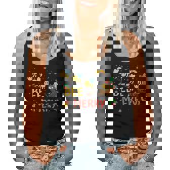 Bee Merry Christmas Beekeeper Xmas Holiday Santa Sleigh Ride Women Tank Top - Monsterry