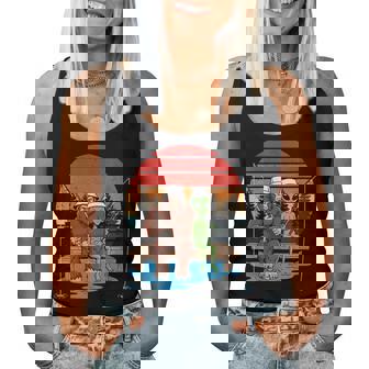 Bigfoot Alien Fishing Retro Cryptid Ufo Women Tank Top - Monsterry