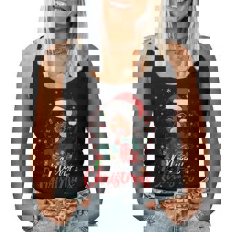 Black Girl Santa Hat Merry Christmas African Xmas Girl Women Tank Top | Seseable CA